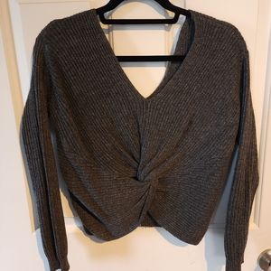 Dynamite reversible cropped sweater, size xs, dart grey